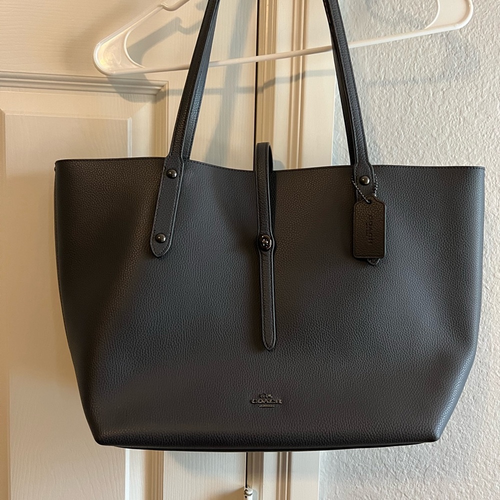 Coach Market tote, dark slate blue with gunmetal hardware